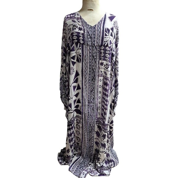 Annah Hariri Kimono Cruise Modest kaftan Maxi Dress Southwest Tribal Aztec - Picture 1 of 11